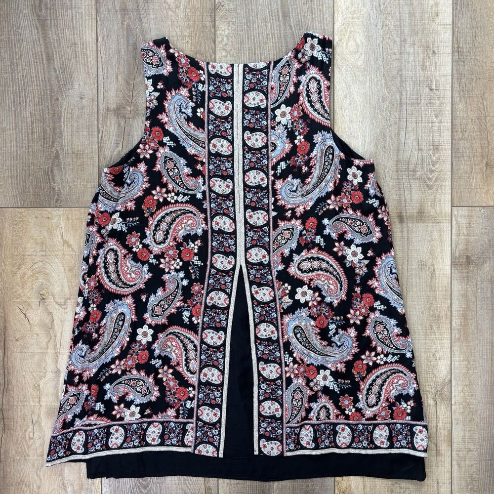 J. Jill Womens Black Floral Paisley Dress Sz L Lightweight Summer Preppy Boho - Picture 6 of 13